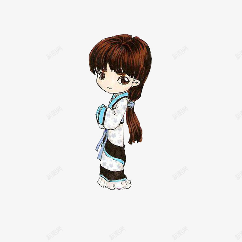 侧目女孩png免抠素材_新图网 https://ixintu.com 侧目 卡通 汉服 汉服卡通 漂亮