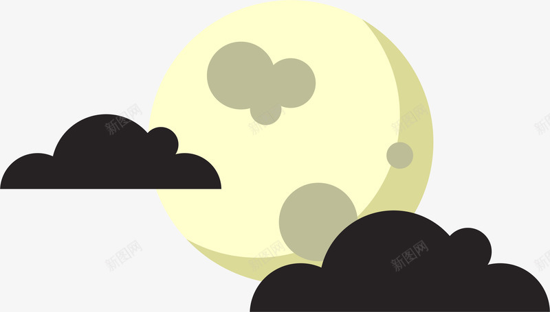 卡通月亮乌云png免抠素材_新图网 https://ixintu.com 万圣节 乌云 卡通可爱 可爱 月亮 矢量图案 装饰
