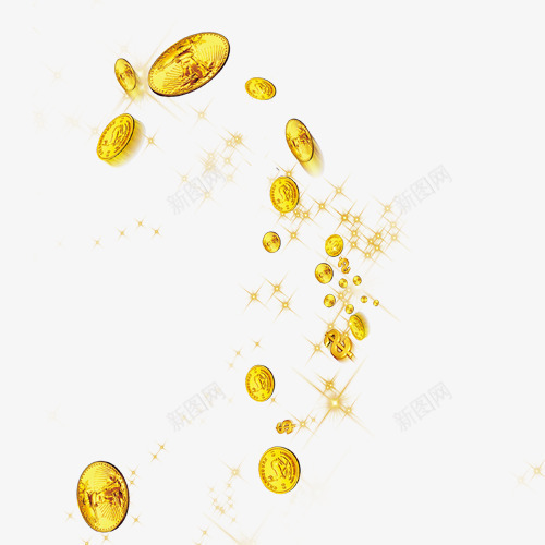 飘落的金币png免抠素材_新图网 https://ixintu.com 免抠元素 炫光 金币 飘落 高清 黄色