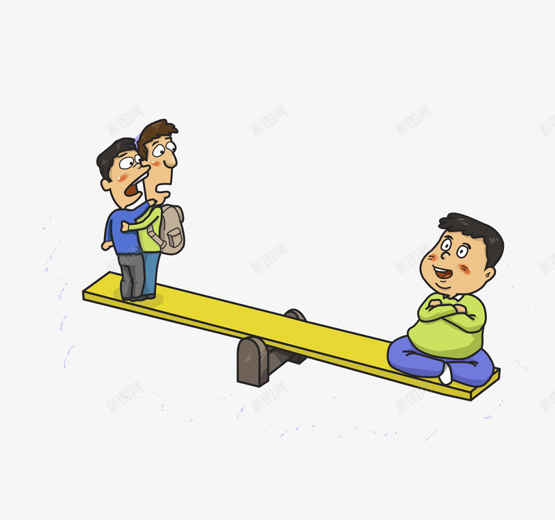 站在跷跷板的男士png免抠素材_新图网 https://ixintu.com 创意 卡通 危险 压跷跷板 多彩 失衡 害怕 男士 跷跷板