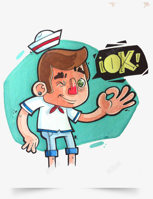 OK的船员png免抠素材_新图网 https://ixintu.com Q版 卡通 嘻哈 插画 暗黑系 涂鸦 潮流 潮牌 美式漫画 美漫 街头涂鸦