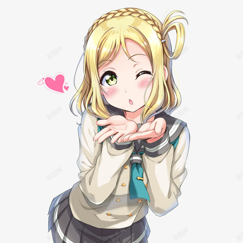 可爱的卡通插画女生飞吻png免抠素材_新图网 https://ixintu.com 卡通 卡通飞吻 可爱 女孩 女生 插画 漫画 眨眼 飞吻 飞吻表情