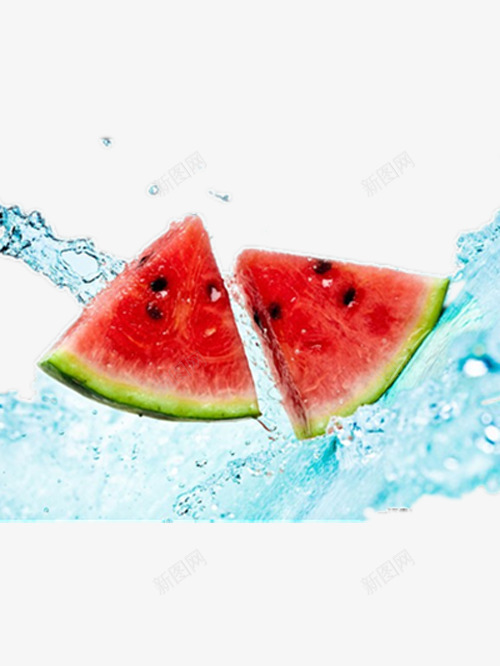水中西瓜切片png免抠素材_新图网 https://ixintu.com 产品实物 冰霜的西瓜 好吃的西瓜 漂亮的西瓜