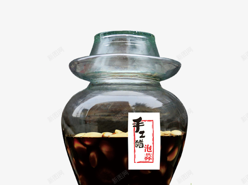 手工醋泡蒜产品图png免抠素材_新图网 https://ixintu.com 手工醋泡蒜 玻璃罐 罐头 腌制 食物