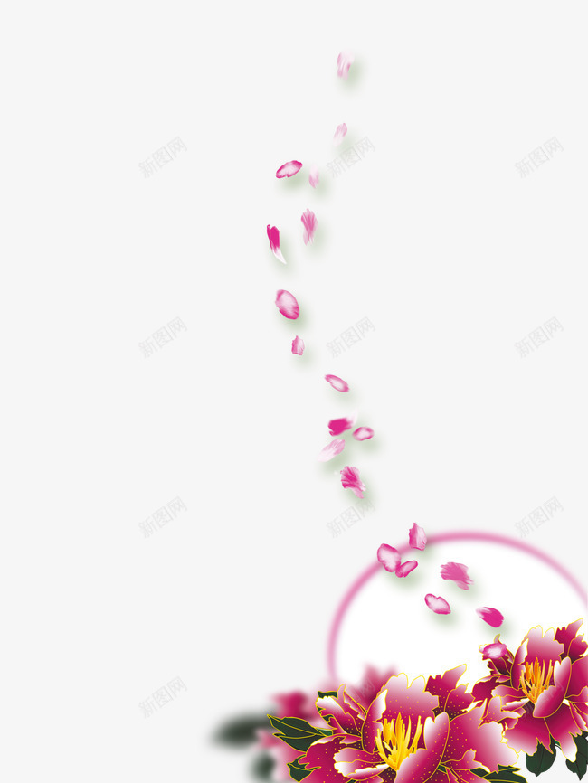 中秋节png免抠素材_新图网 https://ixintu.com 月亮 牡丹 花瓣