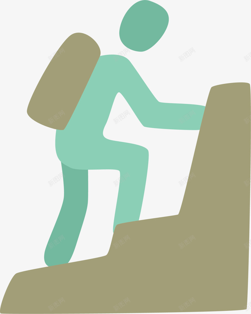 绿色扁平登山小人png免抠素材_新图网 https://ixintu.com 健康 强身健体 攀岩 登山小人 绿色小人 运动健身 锻炼