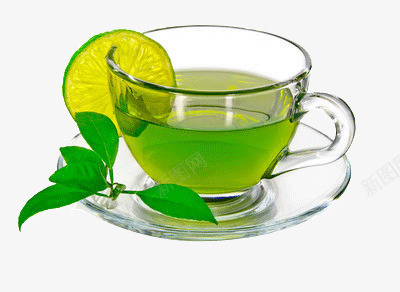 装满茶水的茶杯png免抠素材_新图网 https://ixintu.com 玻璃杯 绿叶 青柠檬