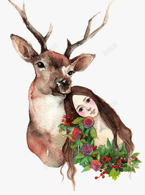 小清新手绘插画png免抠素材_新图网 https://ixintu.com 唯美 女生 少女风 手绘 插画 漫画 青春