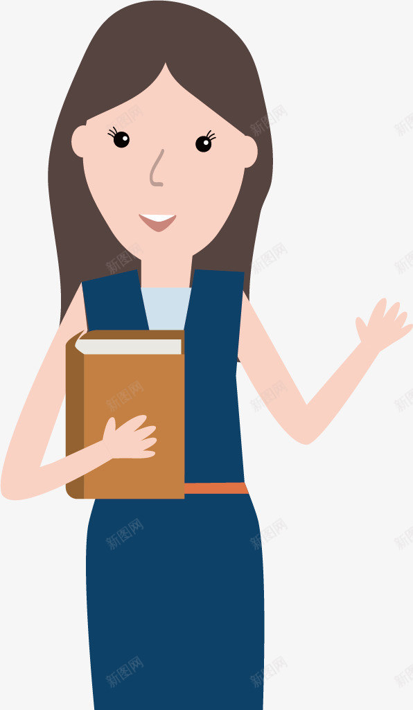 漂亮的女教师矢量图ai免抠素材_新图网 https://ixintu.com 书本 园丁 女教师 招手 老师 课本 矢量图