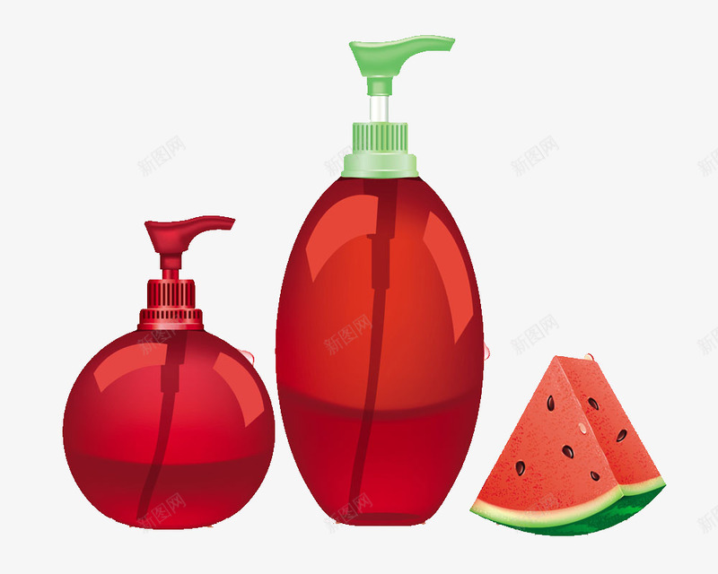 西瓜味的洗化产品png免抠素材_新图网 https://ixintu.com 水果 洗手液 西瓜