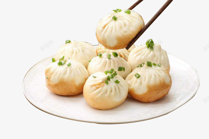 一盘美味生煎包png免抠素材_新图网 https://ixintu.com 夹着的生煎包 生煎包 盘子生煎包 食物