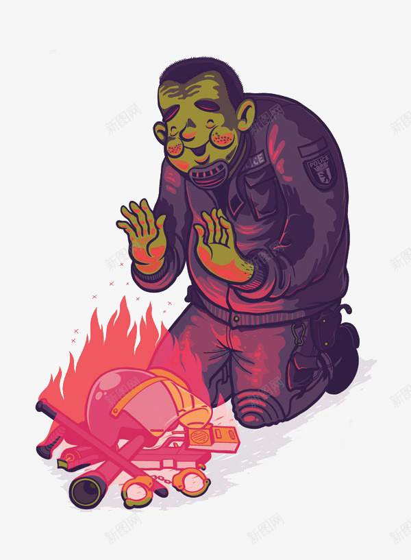 烤火取暖的人png免抠素材_新图网 https://ixintu.com Q版 卡通 嘻哈 插画 暗黑系 涂鸦 潮流 潮牌 美式漫画 美漫 街头涂鸦