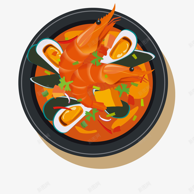 泰式料理食物矢量图ai免抠素材_新图网 https://ixintu.com 517吃货节 泰式料理 海鲜 美食 食物设计 矢量图