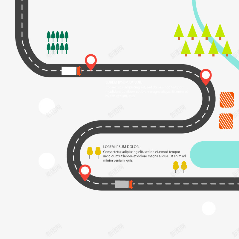 道路导航标记矢量图图标ai_新图网 https://ixintu.com 森林 汽车 高清 矢量图