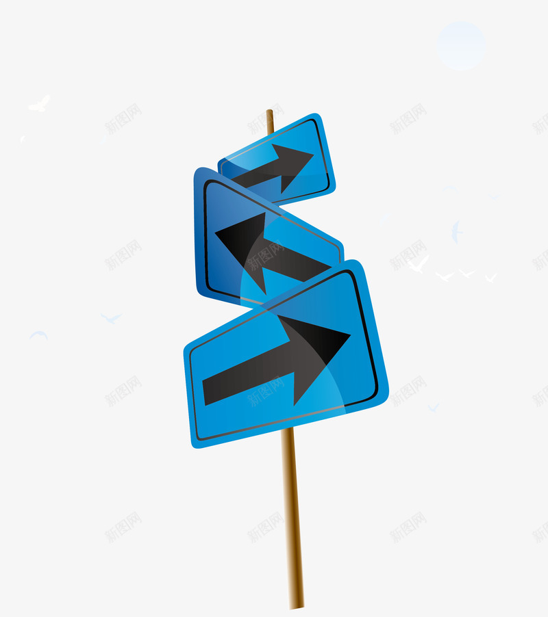 金属风格卡通分岔路口指示牌png免抠素材_新图网 https://ixintu.com 三叉路口 分叉路 分叉路口 分岔 卡通手绘 指示牌 蓝色 金属