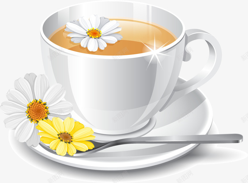 菊花茶杯矢量图ai免抠素材_新图网 https://ixintu.com 咖啡杯 水杯 矢量菊花茶杯 菊花 矢量图