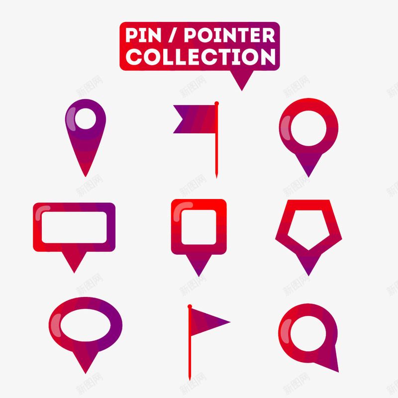 丰富多彩的指针图标png_新图网 https://ixintu.com png图片素材 丰富多彩的指针 免费png 地图元素 定位 指针