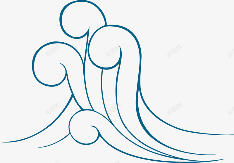 线条浪花png免抠素材_新图网 https://ixintu.com 手绘 手绘水浪 水浪纹 水浪花 水花水浪 线条 蓝色水浪