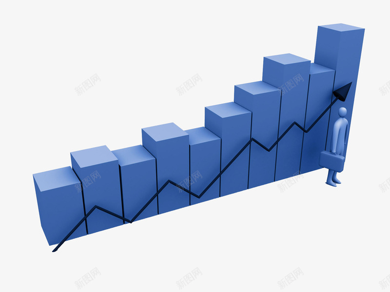 3d小人的业绩png免抠素材_新图网 https://ixintu.com 业绩 业绩上涨 升迁 折线图 数据 条形图 职场 蓝色3d小人