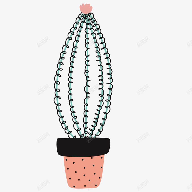 可爱创意植物手绘矢量图ai免抠素材_新图网 https://ixintu.com 个性 仙人掌 卡通 弧线 手绘 波浪植物 简单 花盆 矢量图