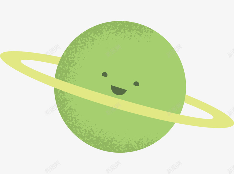 绿色可爱微笑星球png免抠素材_新图网 https://ixintu.com 4月12号 世界航天日 太空 宇宙 微笑星球 星环星球 绿色星球 航空