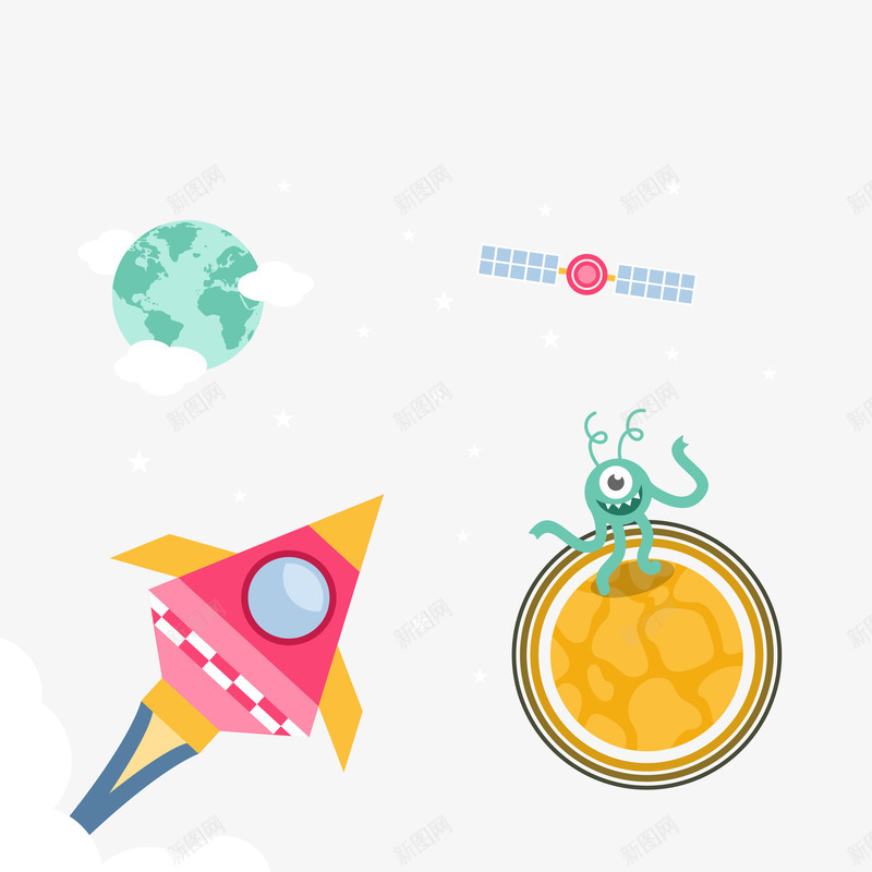 宇宙中的神秘生物png免抠素材_新图网 https://ixintu.com 人造卫星 卡通火箭 外星人 太空宇宙 宇宙星球 星球 神秘生物 航天器 航天飞船 航空航天 行星