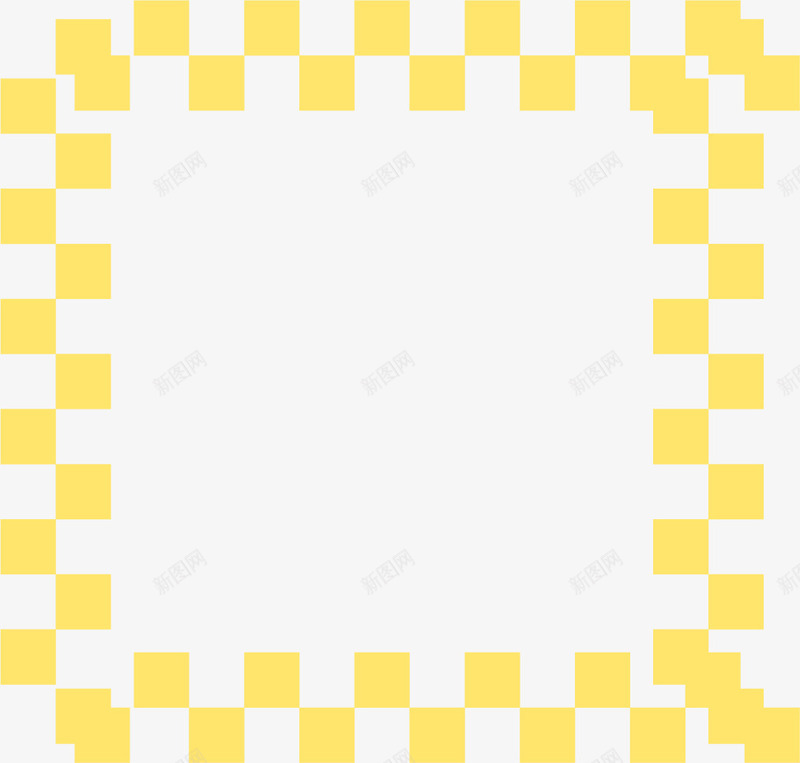 手绘个性黄色边框png免抠素材_新图网 https://ixintu.com 个性 像素块 手绘 边框 黄色
