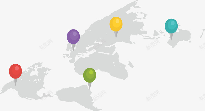 世界地图彩色定位符矢量图ai免抠素材_新图网 https://ixintu.com 世界地图 信息图表 地图 定位符 彩色定位符 矢量png 矢量图
