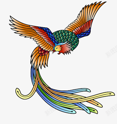 漂亮的凤凰png免抠素材_新图网 https://ixintu.com 大鸟 神鸟 色彩鲜艳