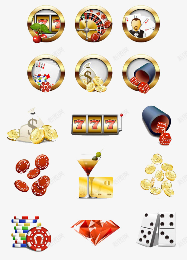 有质感的金色筹码png免抠素材_新图网 https://ixintu.com 筹码 质感 赌博 金属 金色 骰子
