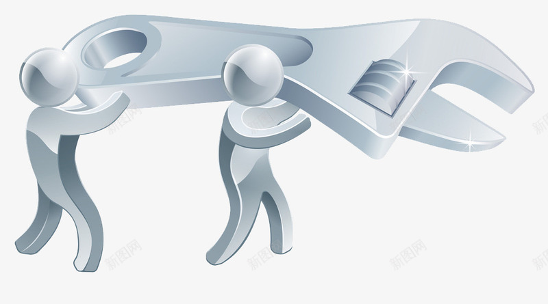3D白色小人png免抠素材_新图网 https://ixintu.com 3D 3DMAX 3D制作 3D小人 3dmax 扳手