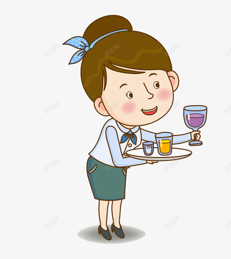 弯腰递饮料的服务员png免抠素材_新图网 https://ixintu.com 卡通 弯腰 微笑 手拿水杯 手绘 服务员 水杯 漂亮的 盘子