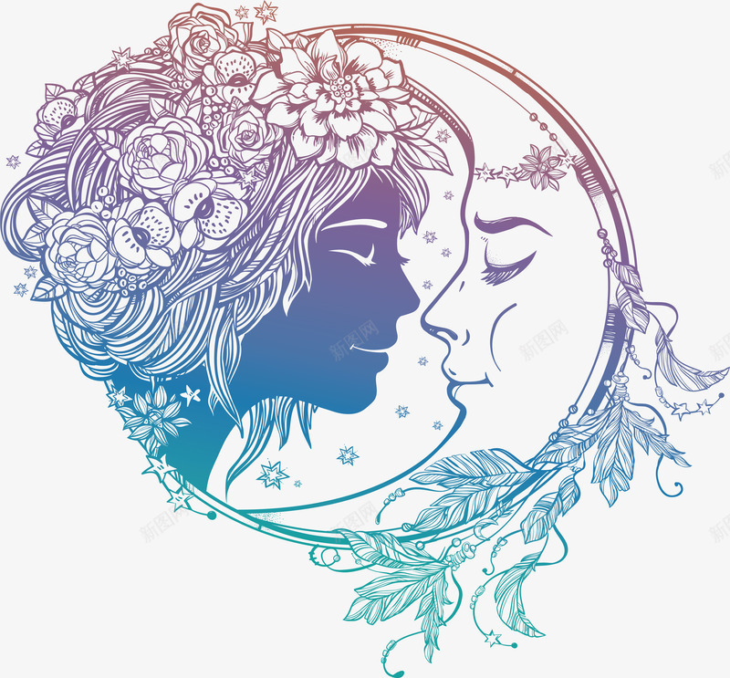 精美月亮插画矢量图ai免抠素材_新图网 https://ixintu.com 告白 恋爱 恋爱告白 插画 月亮插画 爱情 矢量图