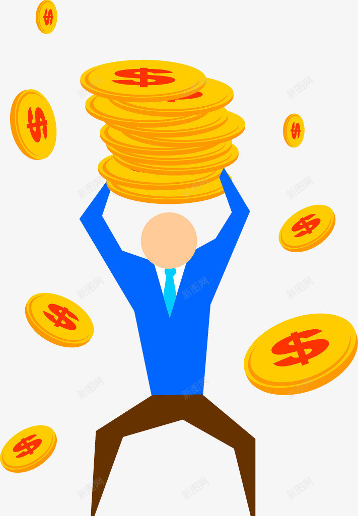 卡通扁平商务小人金钱png免抠素材_新图网 https://ixintu.com 卡通 商务 小人 扁平 金钱