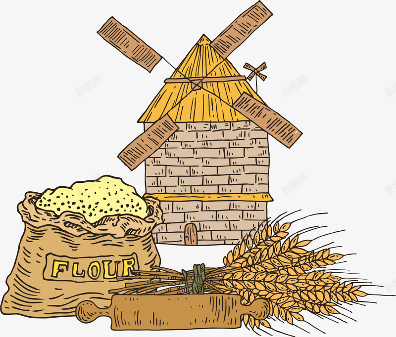 粮仓和粮食手绘图png免抠素材_新图网 https://ixintu.com 卡通 手绘图 简图 粮仓 粮食 食物 麦穗 麦粒