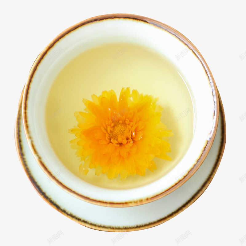 大朵菊花茶png免抠素材_新图网 https://ixintu.com 产品实物 花茶 花草茶 菊花 菊花图案 黄色