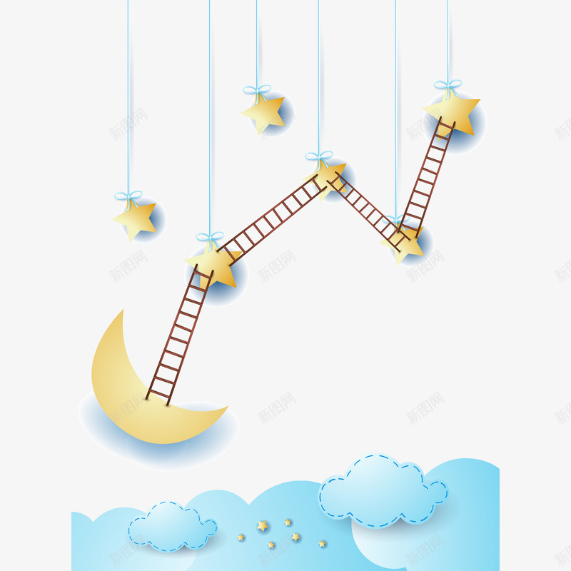 吊着的五角星月亮楼梯矢量图eps免抠素材_新图网 https://ixintu.com 吊着的五角星 月亮 楼梯矢量图 矢量图 走