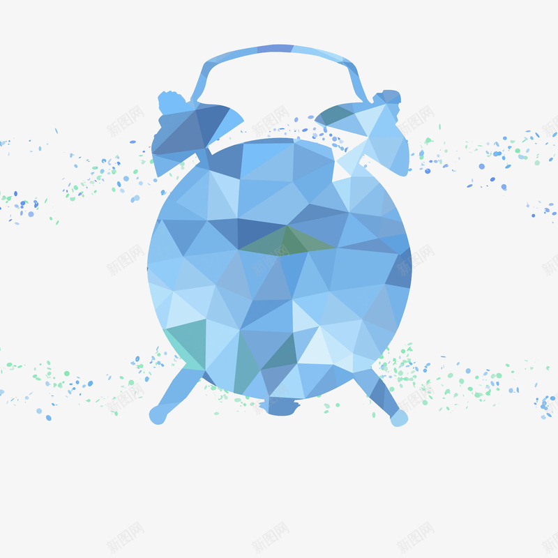 青色的漂亮的闹钟图案png免抠素材_新图网 https://ixintu.com 创意 卡通 图案 手绘 漂亮的 钻石 闹钟 青色的