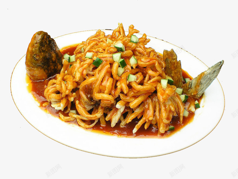菊花鱼png免抠素材_新图网 https://ixintu.com 中华美食 传统美食 油炸菊花鱼 美味熟菜 餐饮美食