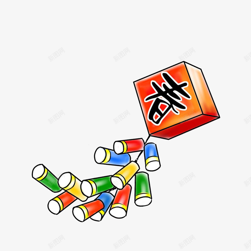 卡通彩绘春节鞭炮挂件png免抠素材_新图网 https://ixintu.com 卡通彩绘 多彩鞭炮 春节挂件 黑色春字
