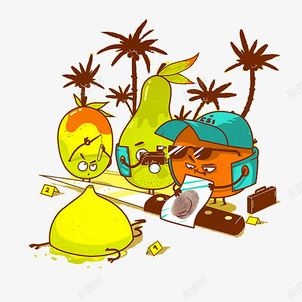 水果谋杀现场png免抠素材_新图网 https://ixintu.com Q版 卡通 卡通人物 叛逆 嘻哈 插画 暗黑系 涂鸦 潮流 潮牌 美式漫画 美漫 街头涂鸦