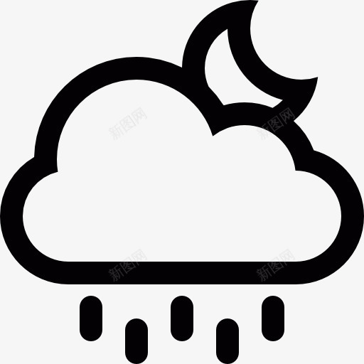 下雨的云在晚上图标png_新图网 https://ixintu.com 半个月亮 天气 雨