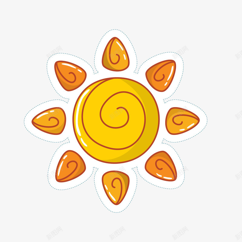 卡通太阳贴纸矢量图ai免抠素材_新图网 https://ixintu.com 创意 卡通 太阳 手绘 标签 贴纸 黄色 矢量图