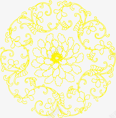 中国风黄色剪纸牡丹花png免抠素材_新图网 https://ixintu.com 中国风 剪纸 牡丹花 黄色