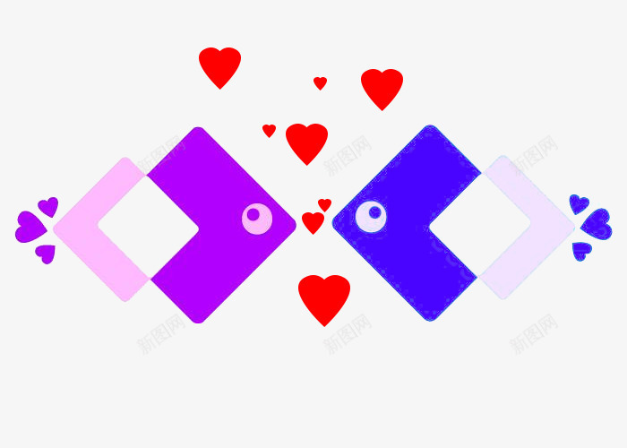 两只方块亲嘴鱼接吻鱼png免抠素材_新图网 https://ixintu.com 两条鱼 亲嘴鱼 小鱼儿 接吻图 方块鱼 浪漫 爱心鱼 爱情