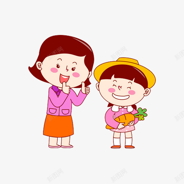 称赞的女人png免抠素材_新图网 https://ixintu.com 可爱 大拇指 女人 小孩 称赞的 胡萝卜 高兴地