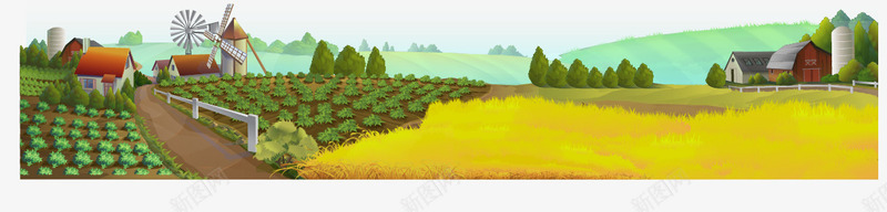 美丽的田园景色png免抠素材_新图网 https://ixintu.com 房屋 树木 树木风景 树林 植物 美丽风景 自然风光 风景
