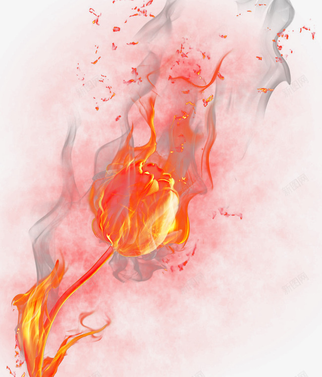 火焰花psd免抠素材_新图网 https://ixintu.com 火焰 火焰花 火花 烟雾