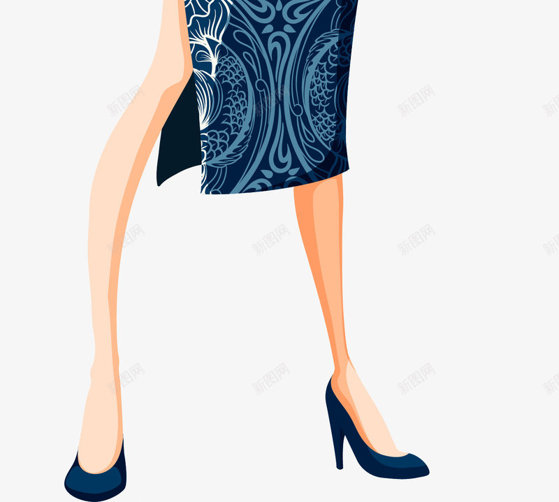 穿旗袍的时尚女人图png免抠素材_新图网 https://ixintu.com 女子 女孩 手绘 时尚女人 模特 美丽女孩 长发女子