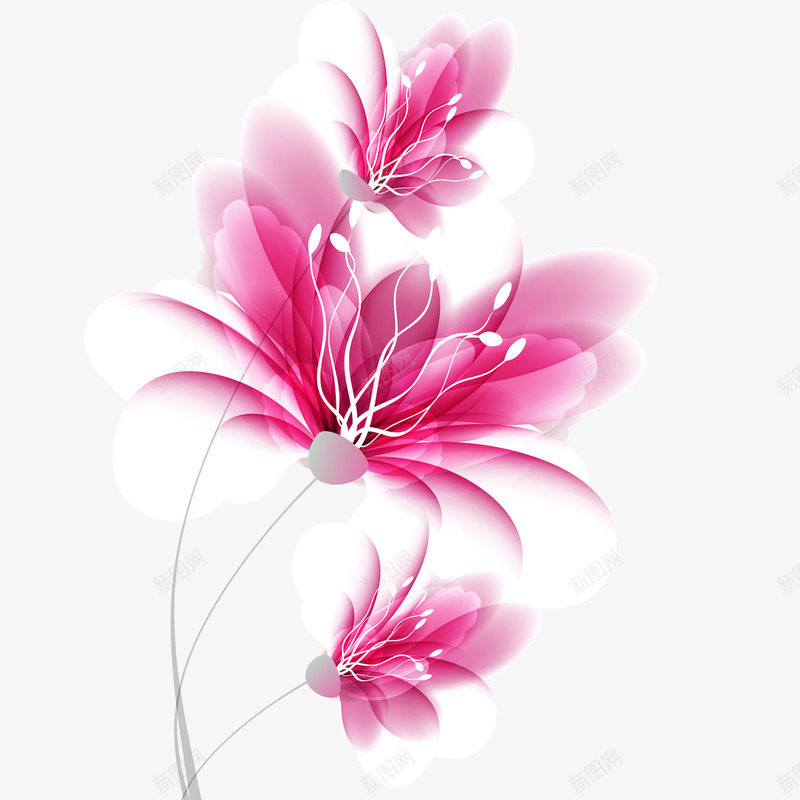 花朵png免抠素材_新图网 https://ixintu.com 唯美 玫红 花朵 闪光